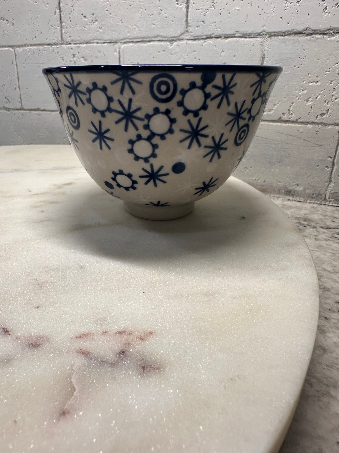 Zaklady Polish Pottery, Snowflakes and Dots, Pedestal Bowl