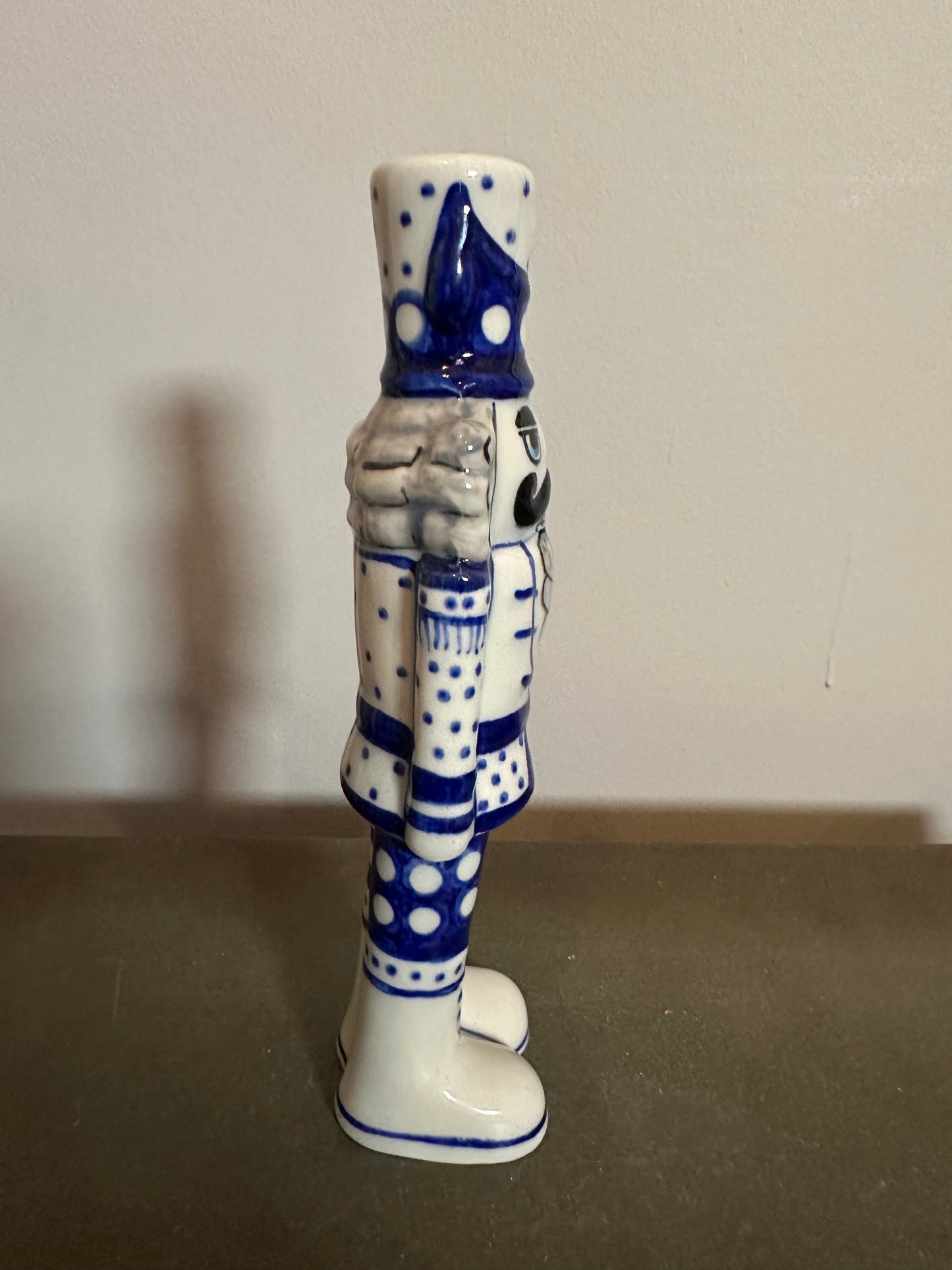 Vena Medium, Blue & White Nutcracker Figurine 8" Tall