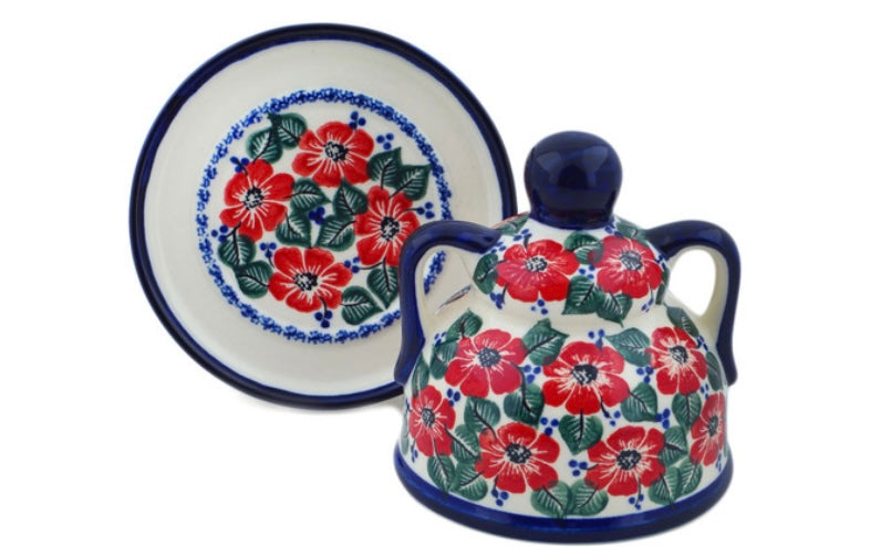 Cergor Polish Pottery, Unikat, Poppies Meadow, Cheese Lady