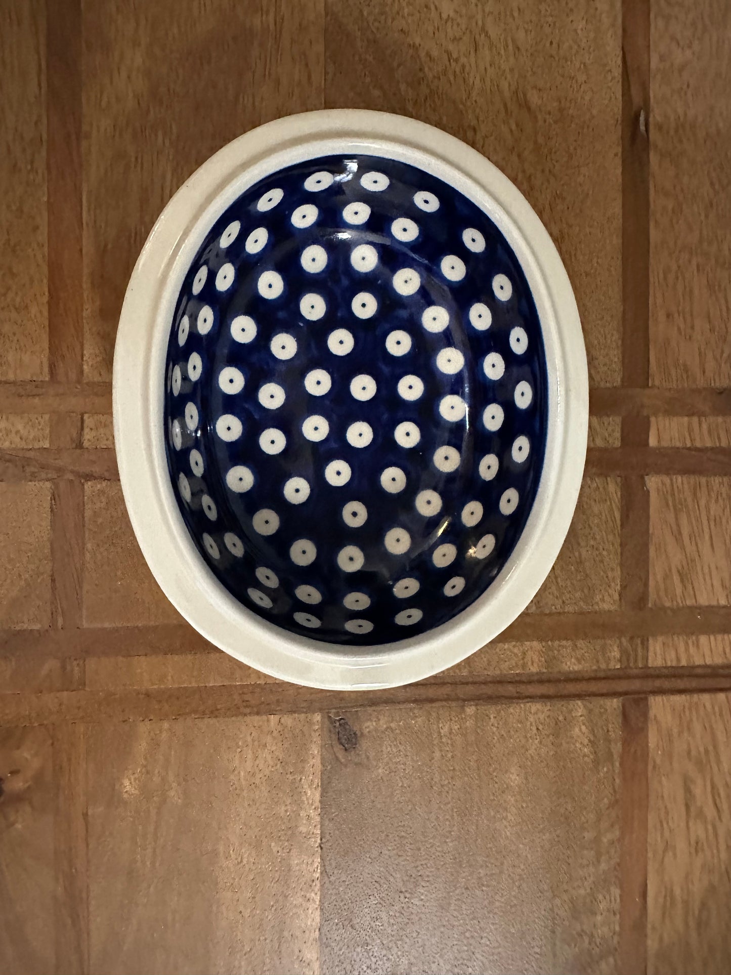 Zaklady Polish Pottery Traditional, Owls Eye Small Oval Bowl