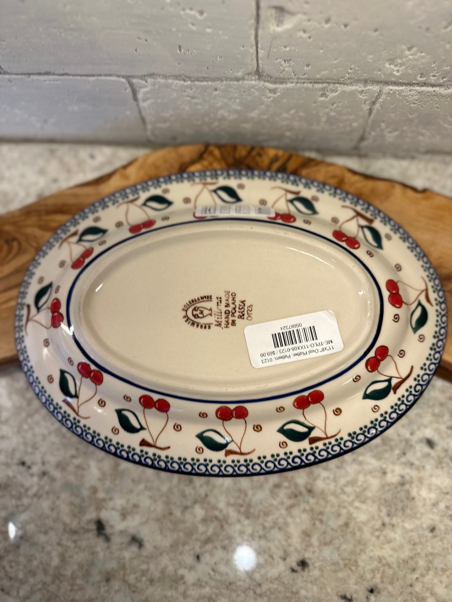Millena Polish Pottery, Retro Cherry, Oval Platter