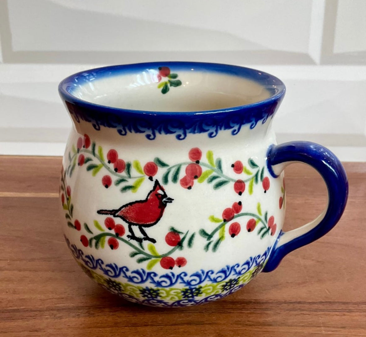 Vena Polish Pottery, Cardinal, Bubble Mug 16 oz