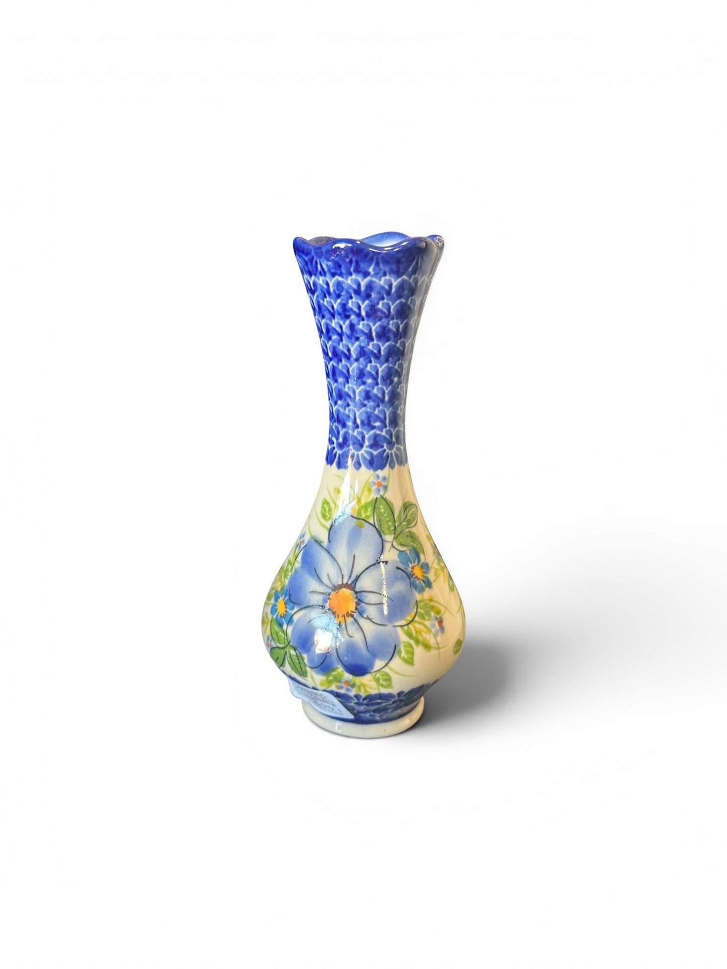 Kalich, Art Level A, Blue Floral, Swirl Vase