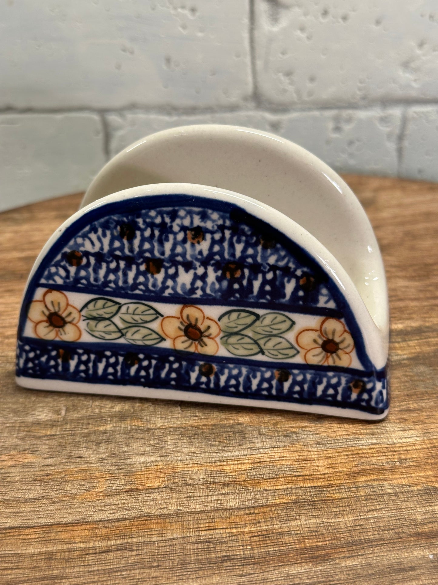 W.R. Polish Pottery, Unikat Yellow Buttercup, Small Letter/Napkin Holder