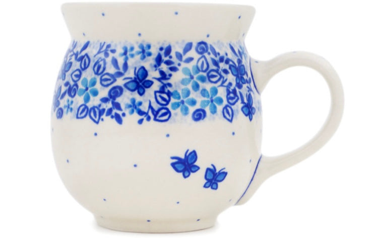 Ceramika Artystyczna Polish Pottery, Unikat Delicate Blue, Bubble Mug