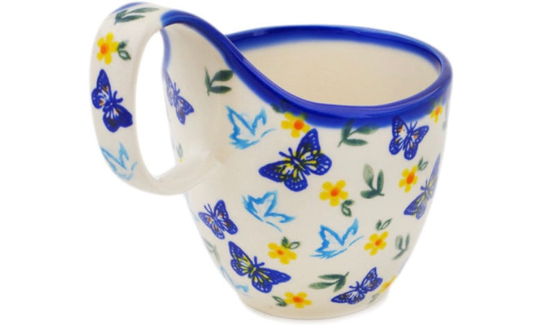 Vena Polish Pottery, Butterfly Ballet, Loop/Soup Mug with Handle