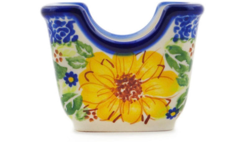 Ceramika Bona Polish Pottery, Unikat,Yellow Petal Bliss, Sugar Packet Holder