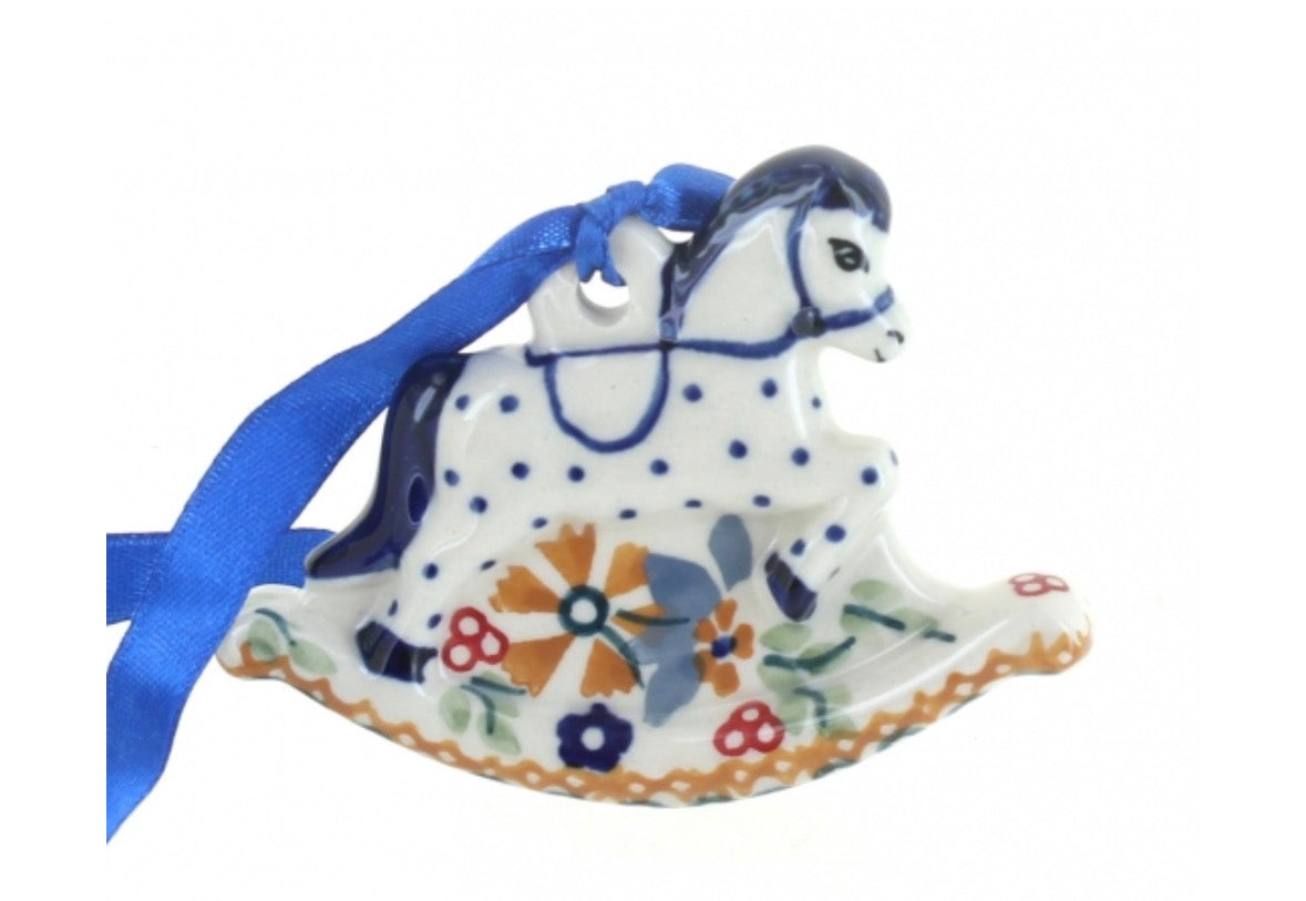 Manufaktura, Red Daisy Rocking Horse Ornament