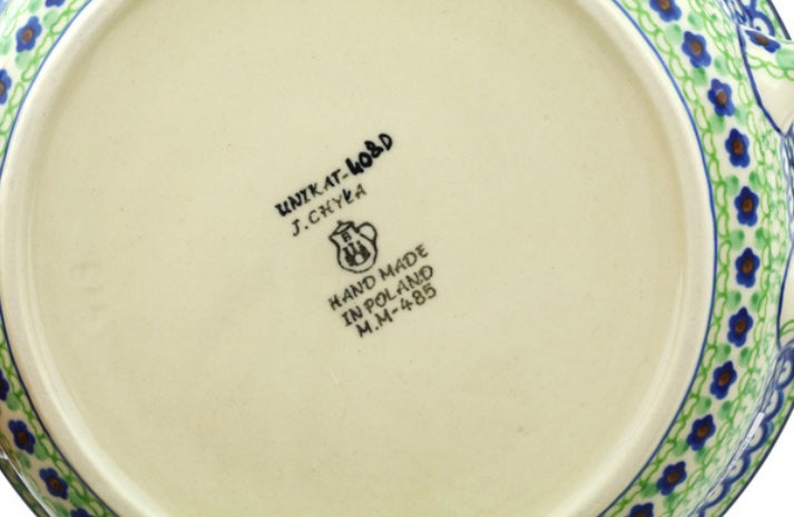 Ceramika Artystyczna, Unikat U408D, Key Lime Dreams, Medium Round Baker with Handles