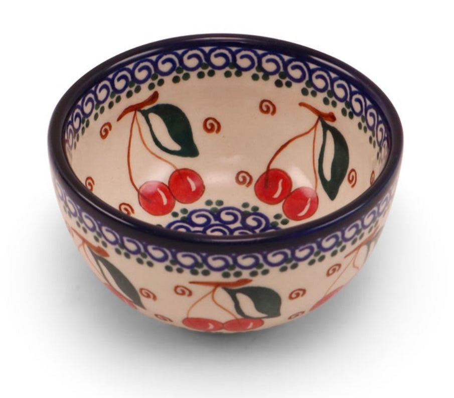Millena Polish Pottery, Retro Cherry, 4" Dipping Bowl