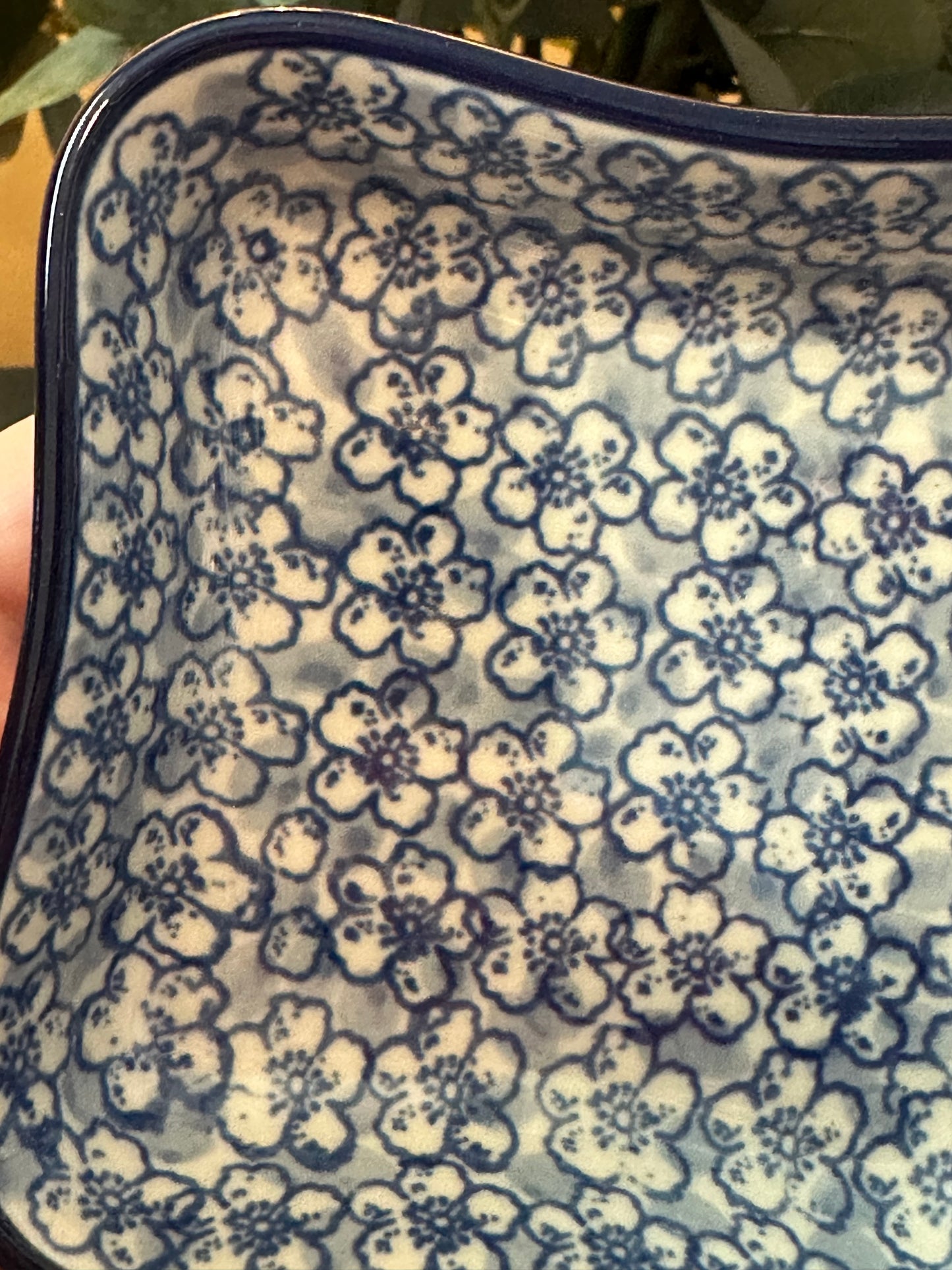 Ceramika Artystyczna Polish Pottery, Magical Blue, Square Small Bowl