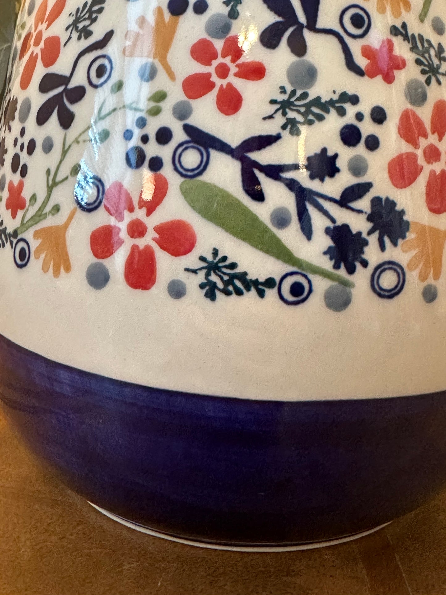 Manufaktura Polish Pottery, Garden Breeze Blue Border, 2 Liter Pitcher