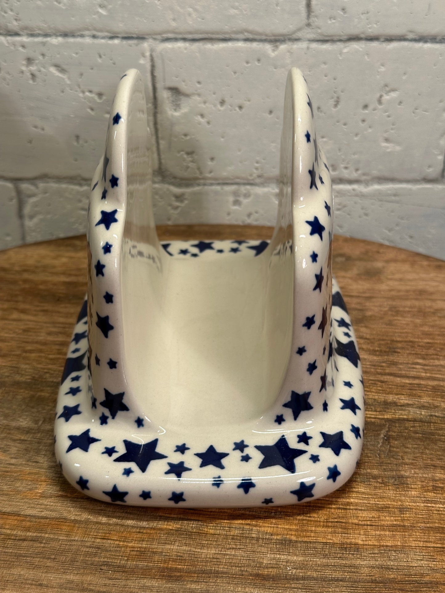 Ceramika Artystyczna Polish Pottery, Blue Stars Napkin Holder
