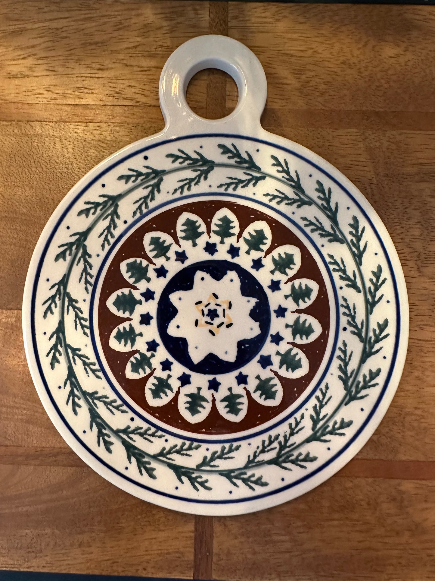 Zaklady Polish Pottery, Pine Boughs Round Cutting Board