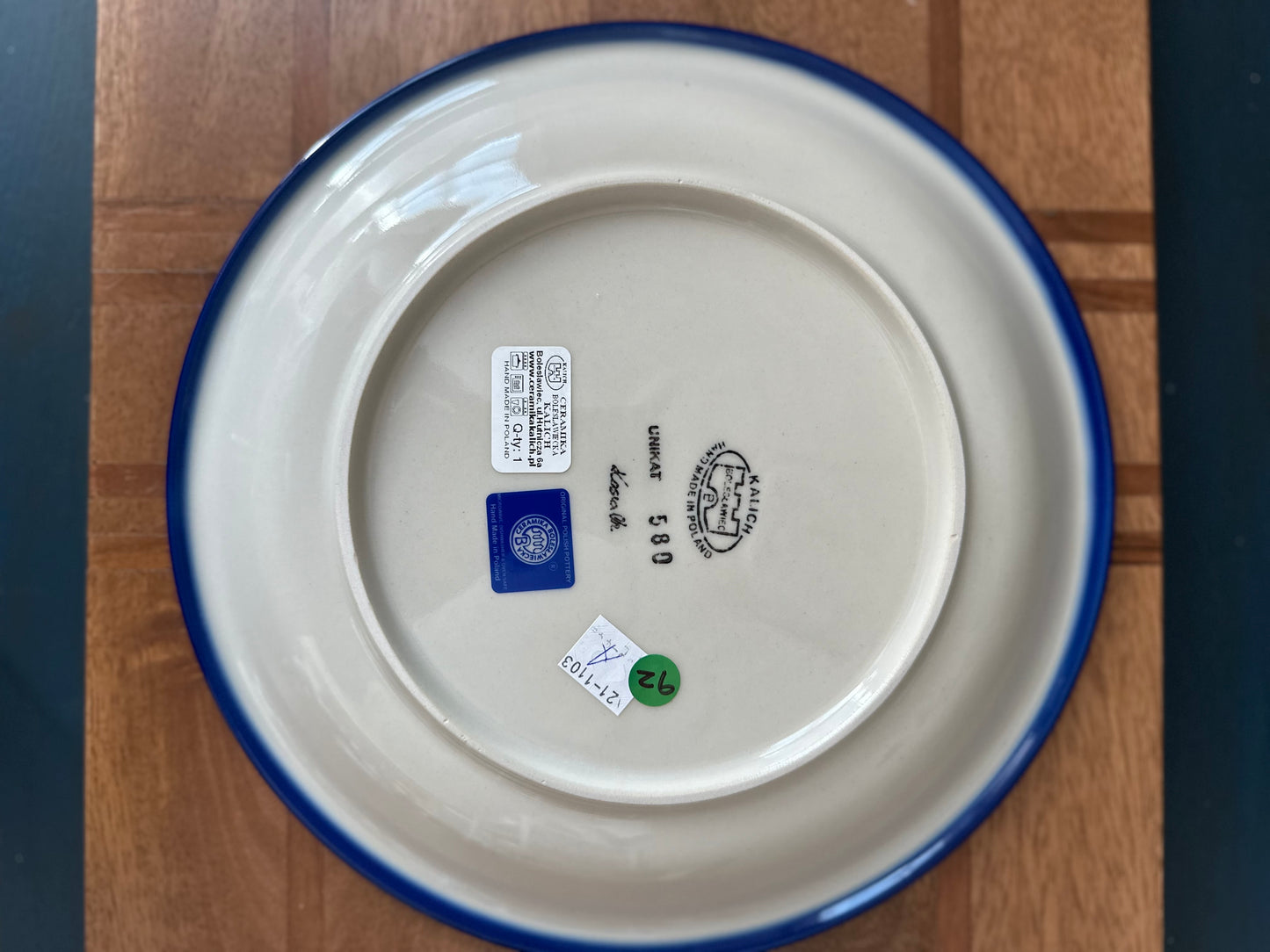 Kalich Polish Pottery, Unikat Art Level 1, Sapphire Sunfields, 10.5" Dinner/Serving Plate