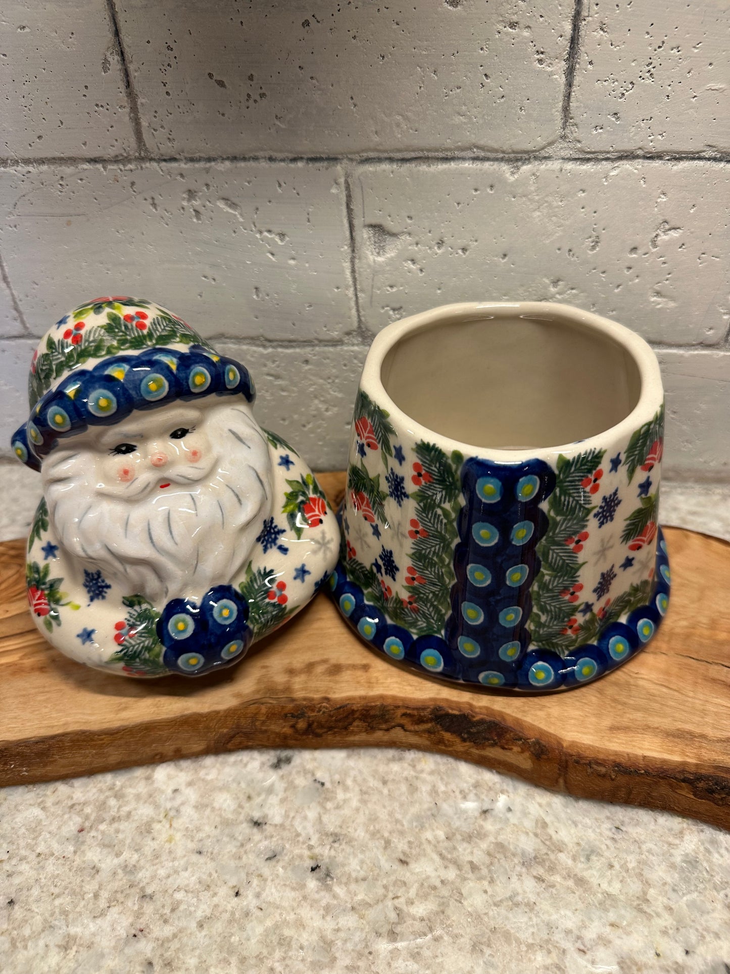 Kalich Polish Pottery, Signature Unikat Art Level, Bells In The Woods, Santa Jar