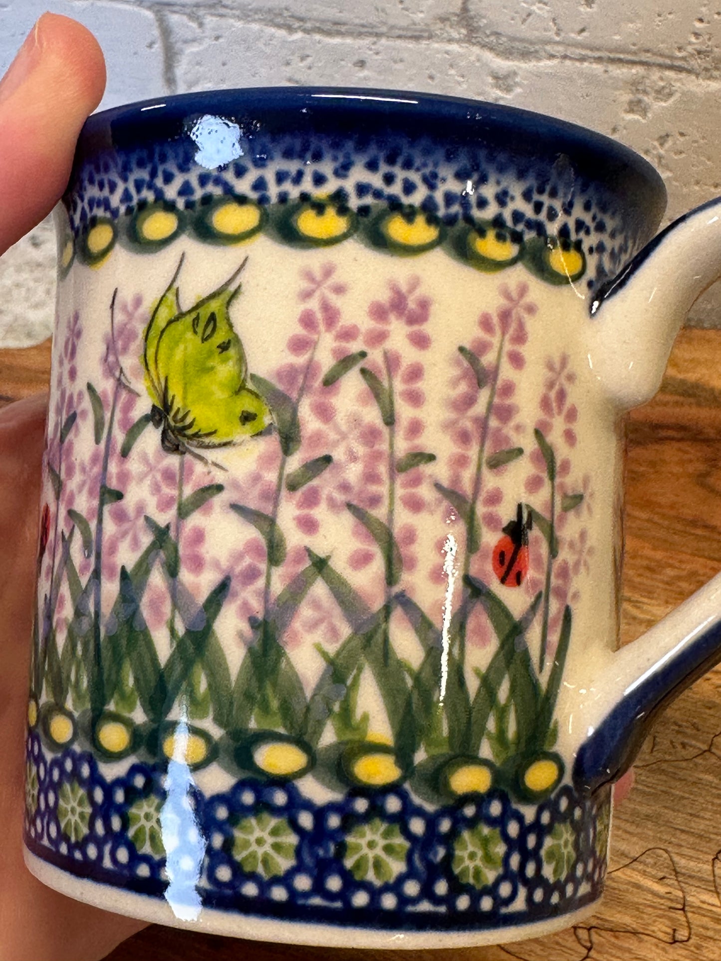 Kalich, Art Level 2, Lavendar with Yellow Butterfly, Straight Mirek Mug 10 oz