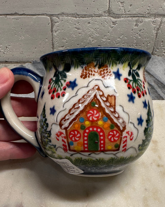 Kalich Polish Pottery,Art Level 1,  Gingerbread House, Bubble Mug