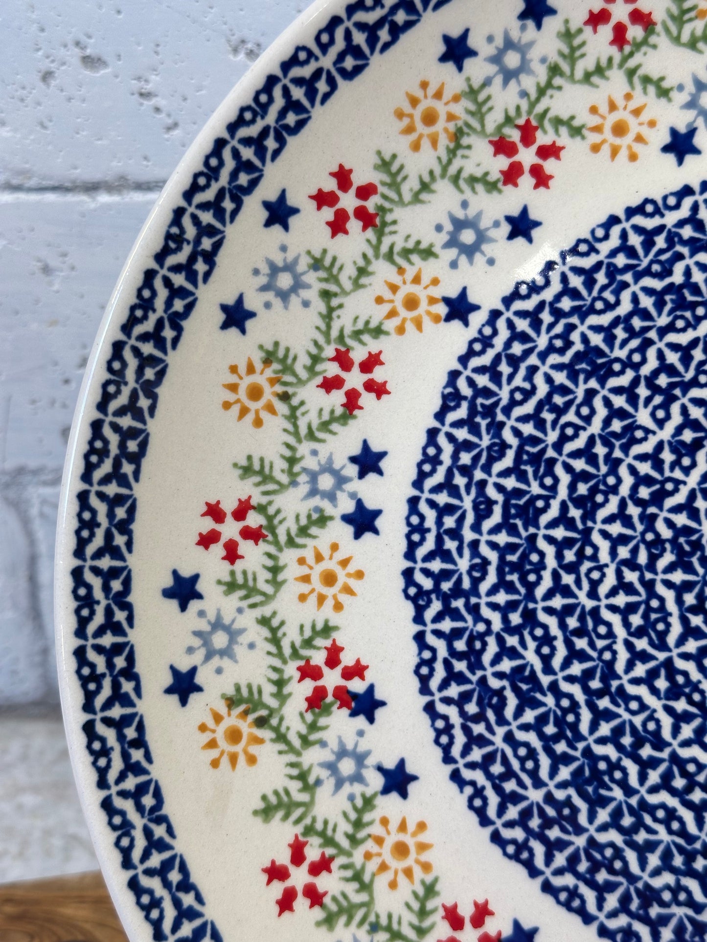 Manufaktura Polish Pottery, Holiday Stars and Garland, Cake Pedestal/Server, Preowned