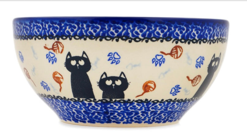 Ceramika Bona Polish Pottery, Daydreaming Kittens, Bowl, 6.25"