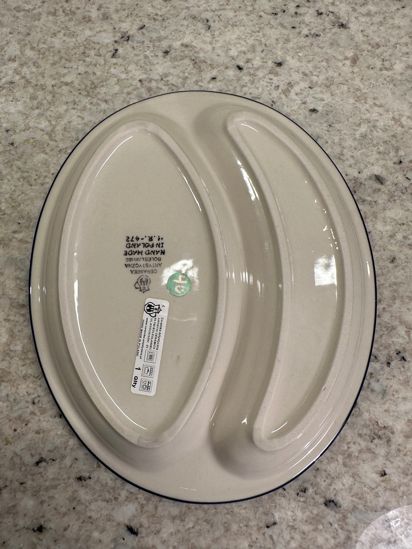 Ceramika Artystyczna Polish Pottery, Sunshine Sausage Divided Plate