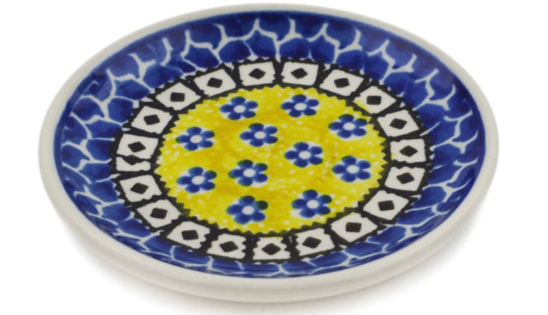 Ceramika Artystyczna Polish Pottery, Sunburst Daisies, Mini Plate/Coaster