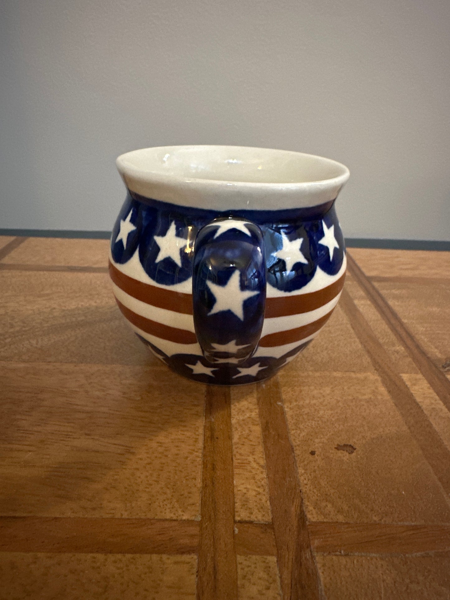 Zaklady Polish Pottery, Traditional, Stars & Stripes 12 oz. Cup/Mug