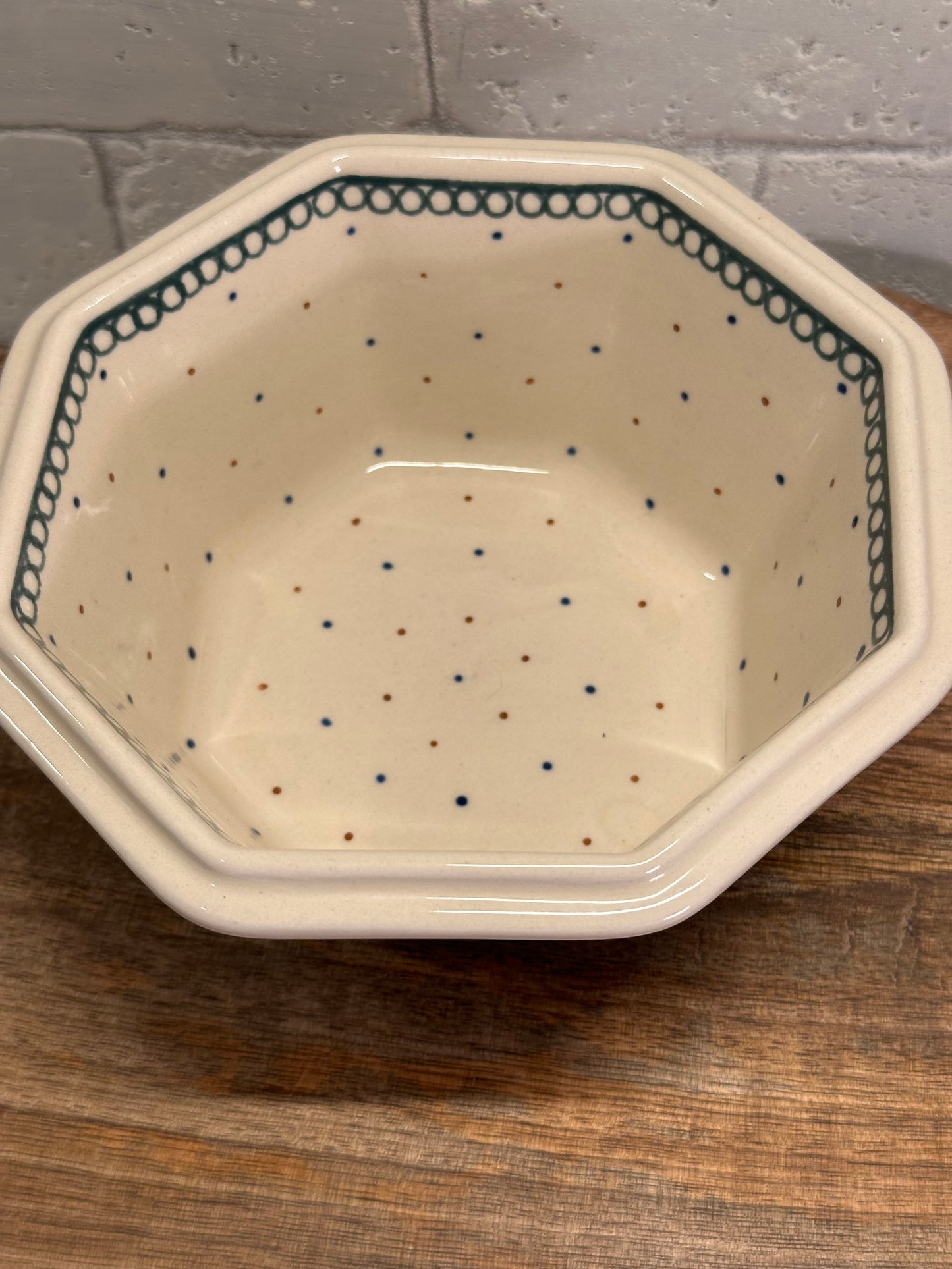 Zaklady Polish Pottery, Traditional Pattern, Octagonal Bowl, Preowned
