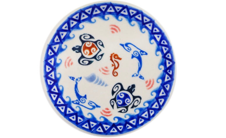 Ceramika Bona Polish Pottery, Hawaiian Sea Turtle, Coaster