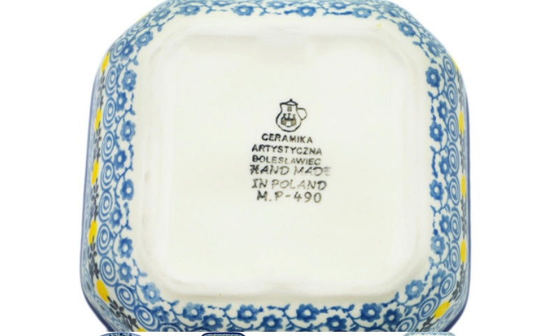Ceramika Artystyczna Polish Pottery, Lemon Season, Square Bowl