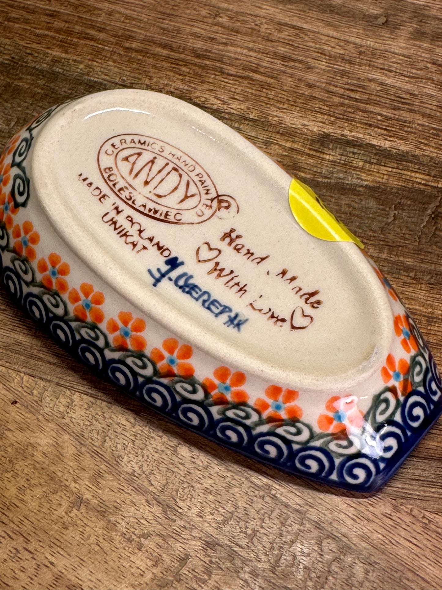 Andy Polish Pottery, Signature Unikat, Spoon Rest, Preowned