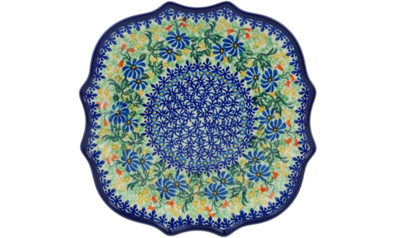 Ceramika Artystyczna Polish Pottery, Unikat Happy Daisy, 8 Point Plate