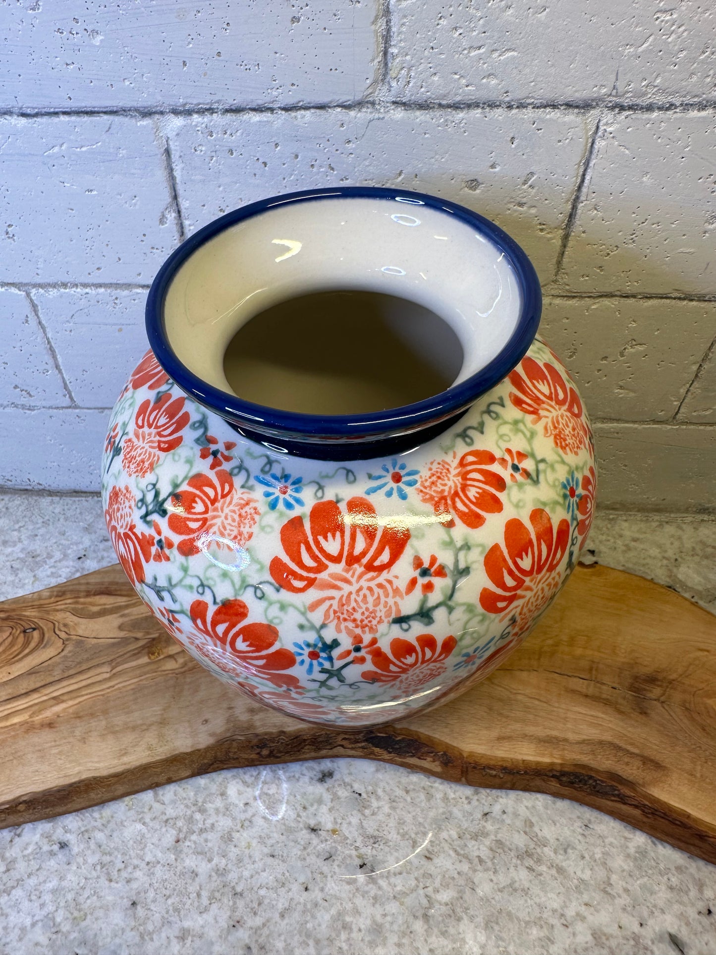 Zaklady Polish Pottery, Flower Parade, Vase, 8" x 7"