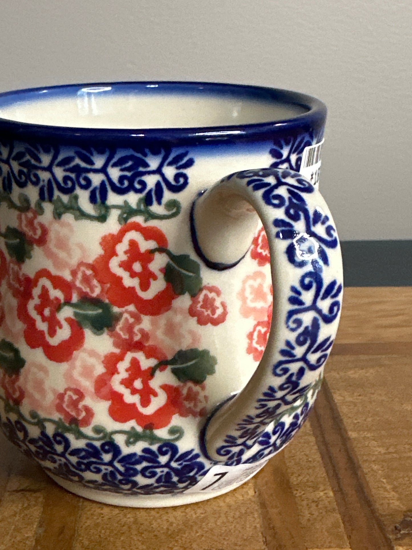 Ceramika Bona Polish Pottery, Unikat, Fluctuating Pansies, 14 oz. Mug