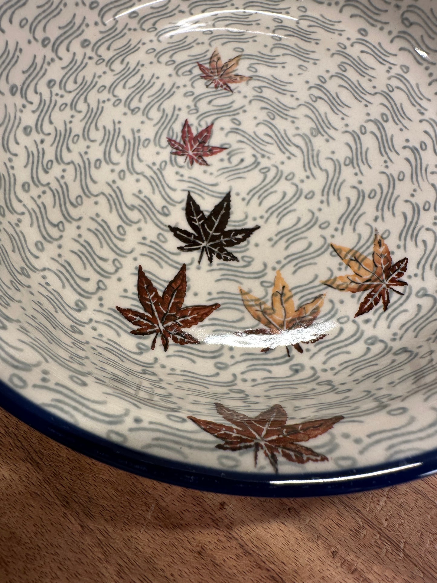 Ceramika Artystyczna Polish Pottery, Falling Leaves, Medium Handled Baker