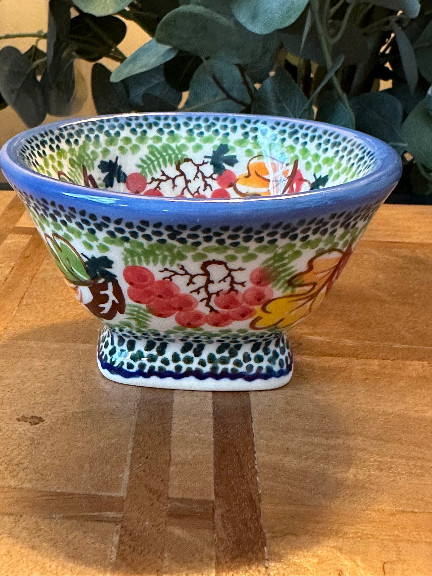 Galia Polish Pottery. Maple Forest & Hedgehog, Medium Pedestal Bowl