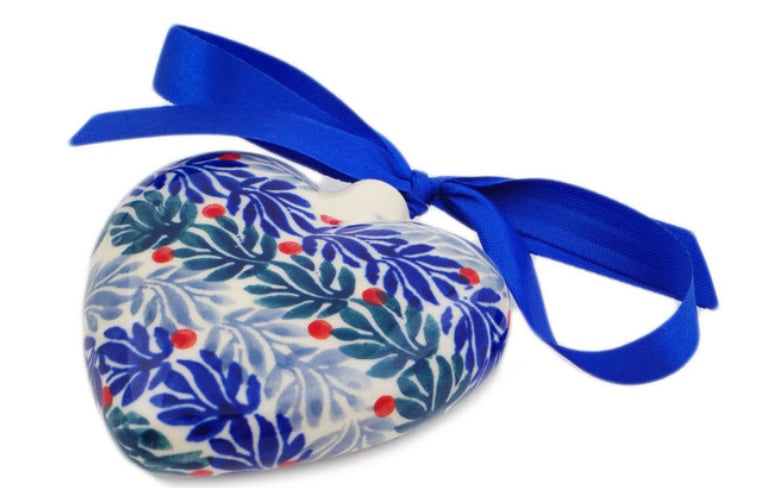 Manufaktura Polish Pottery, Unikat Currant Wreath, Heart Ornament