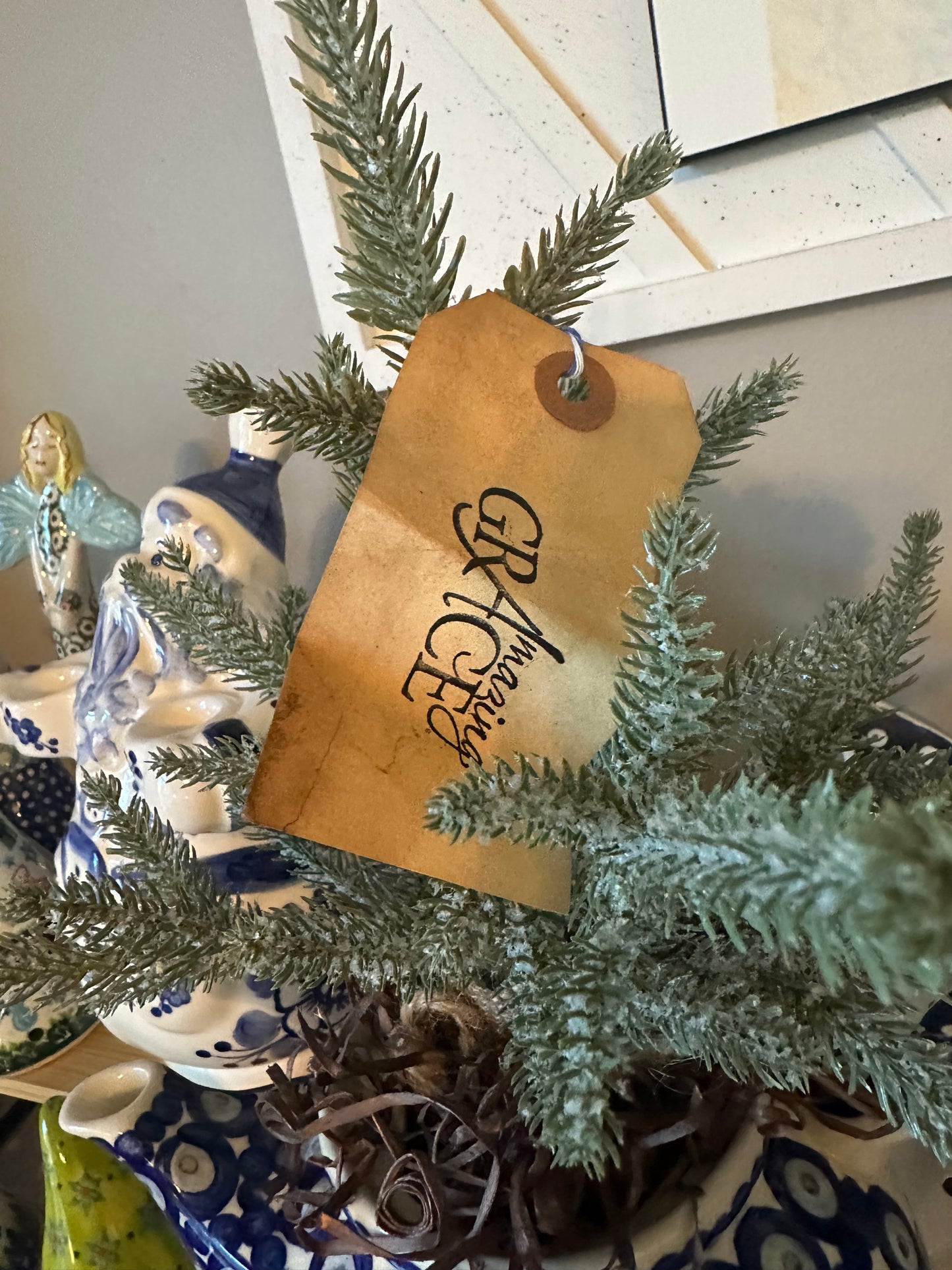Zaklady Polish Pottery Teapot with lid, Tree and "Amazing Grace" Decor