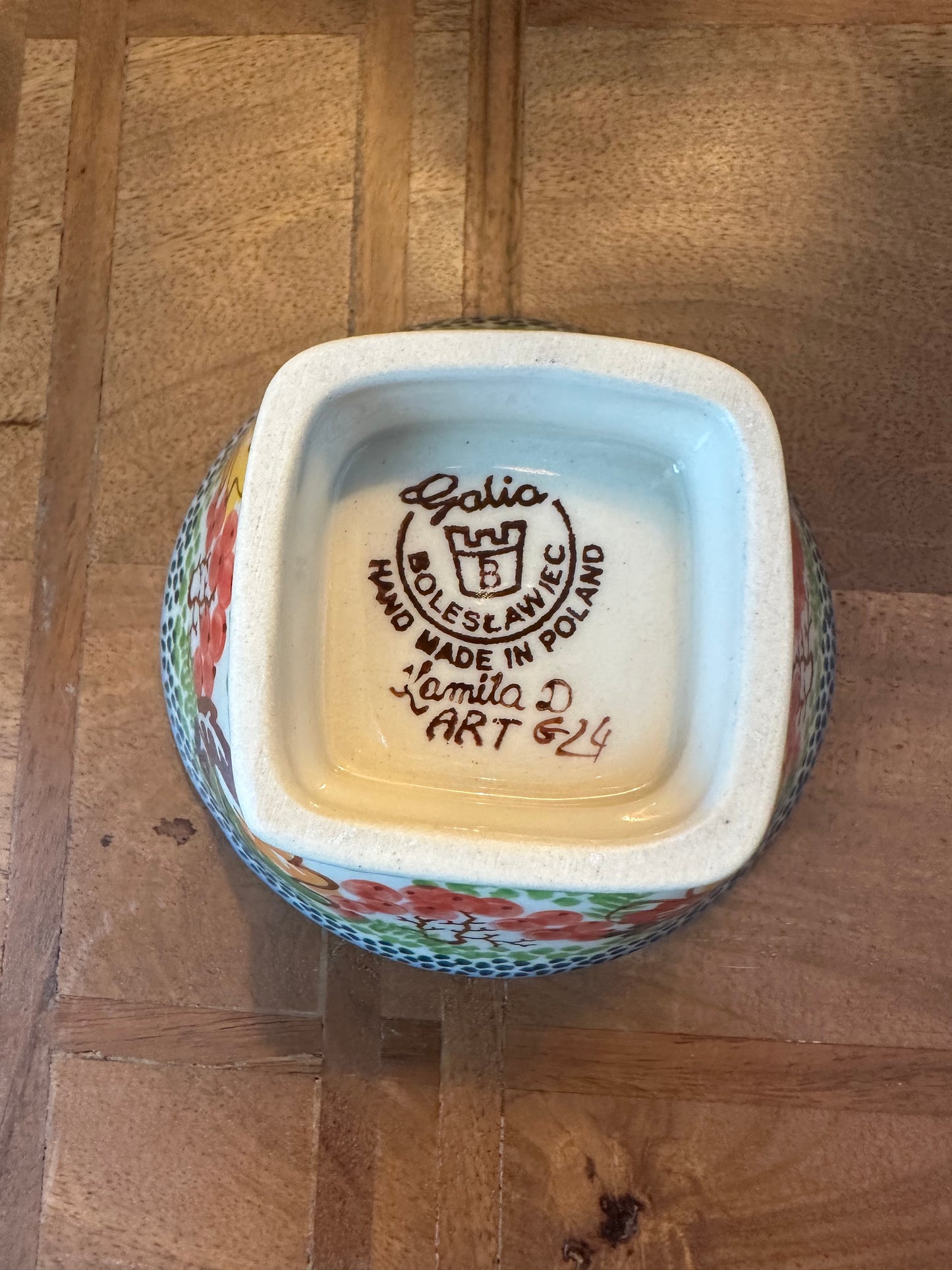 Galia Polish Pottery. Maple Forest & Hedgehog, Medium Pedestal Bowl