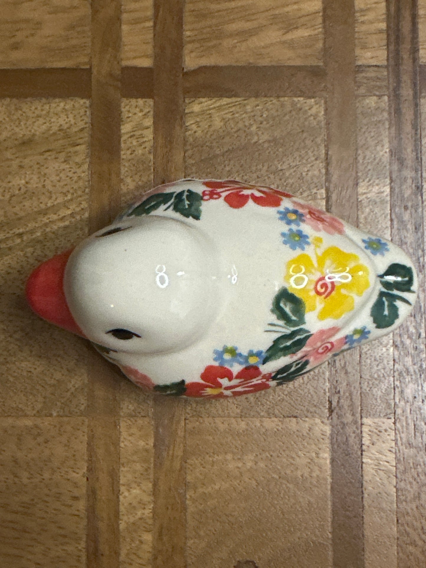 Ceramika Bona, Polish Pottery, Hibiscus Haven, Duck Figurine