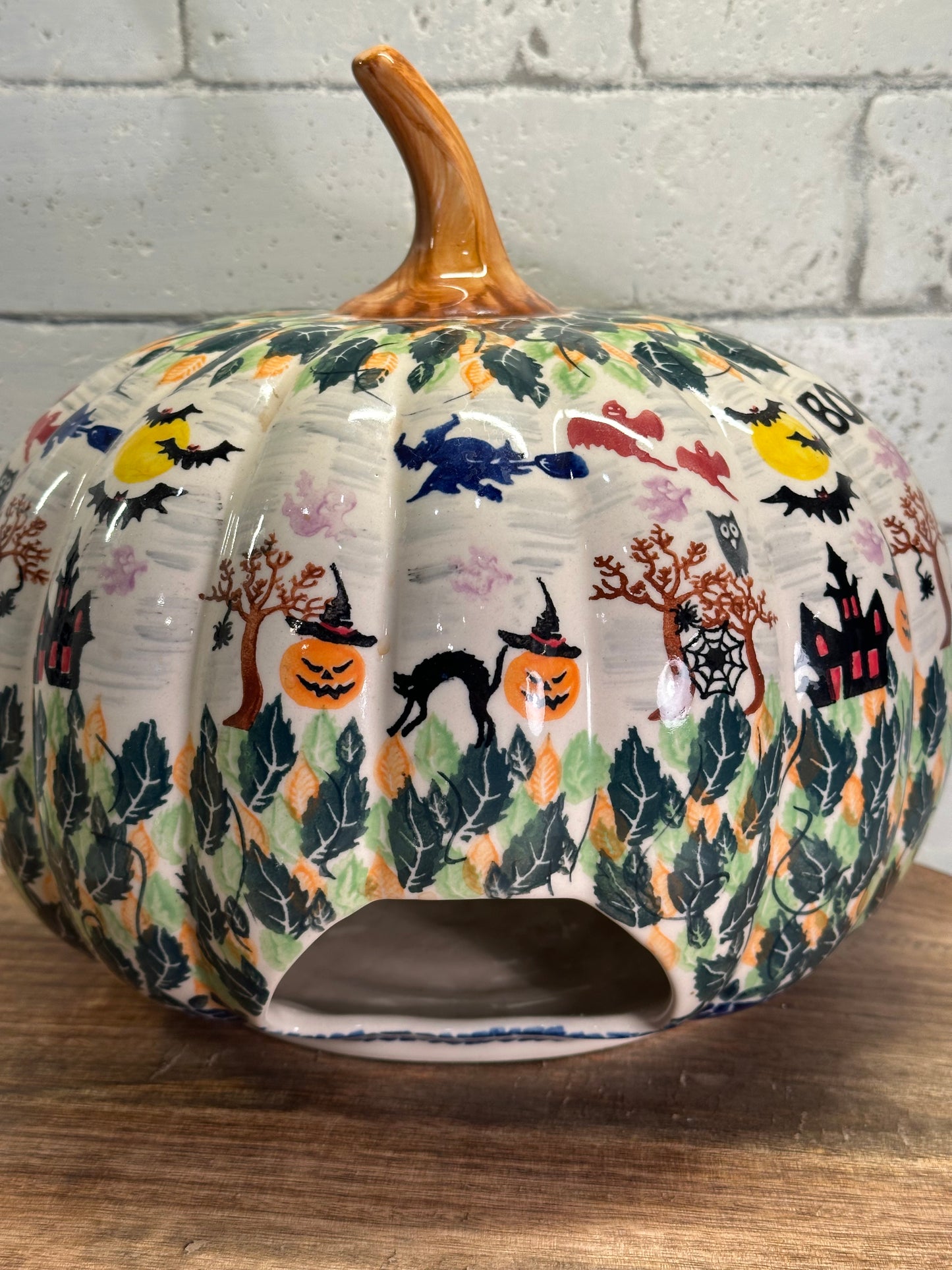 Kalich Polish Pottery, Unikat Halloween, XL Pumpkin Luminary