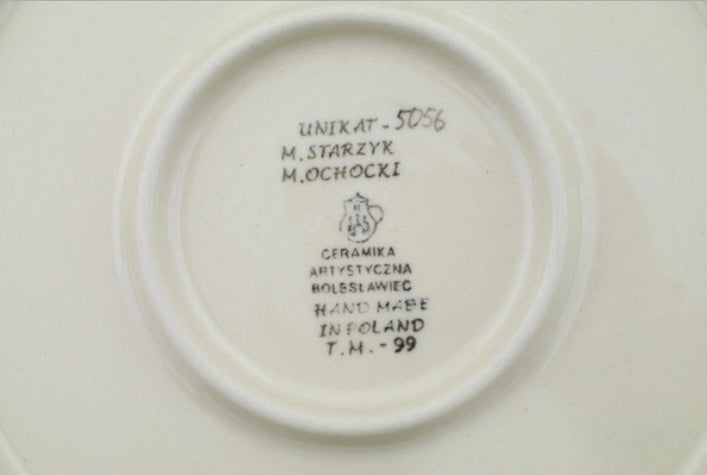 Ceramika Artystyczna Polish Pottery, Unikat U5056, Blue Lagoon Whimsy, Dinner Plate