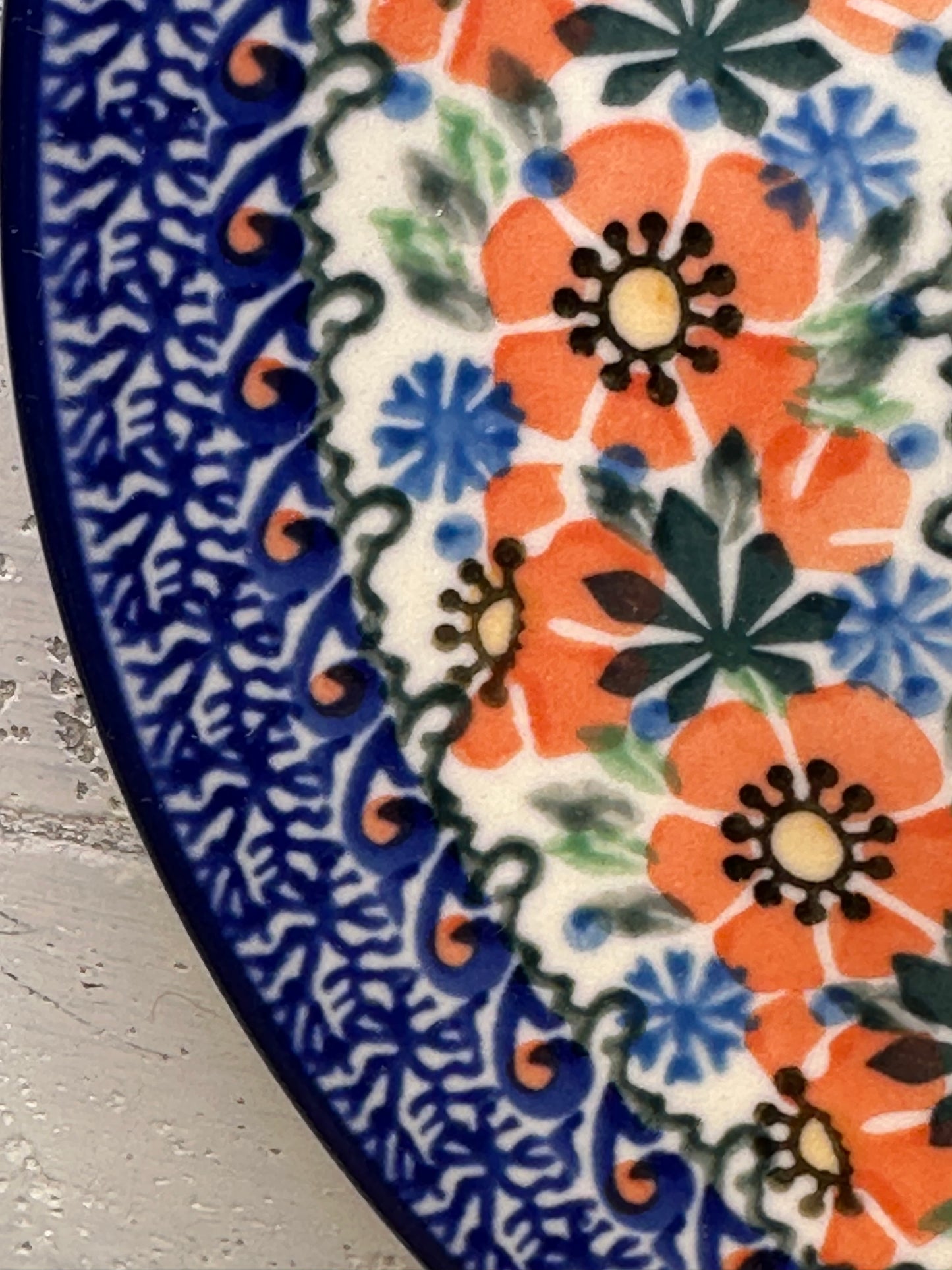 Ceramika Artystyczna Polish Pottery, Unikat Orange Blossoms, Dinner Plate 10"