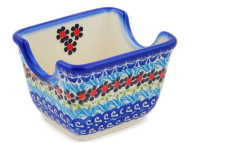 Ceramika Bona Polish Pottery, Cheerful Poppies, Sugar Packet Holder