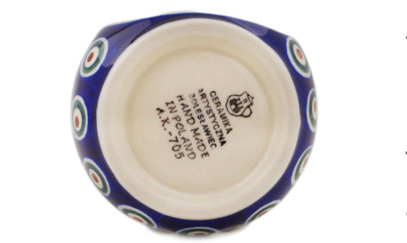 Ceramika Artystyczna Polish Pottery, Traditional Peacock Leaves, Aroma Oil Burner Lamp