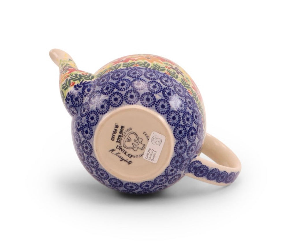 Ceramika Amfora Polish Pottery, Signature Unikat, Splash of Lilies, Tall Teapot