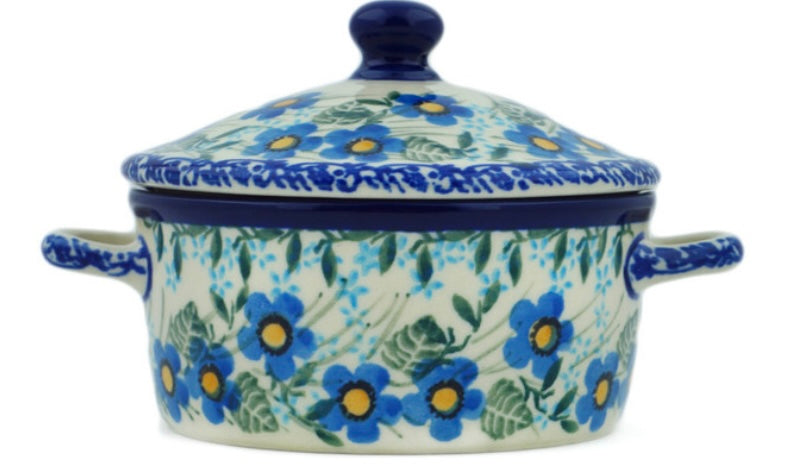 Ceramika Artystyczna Polish Pottery, Blue Joy, Jar with Lid and Handles