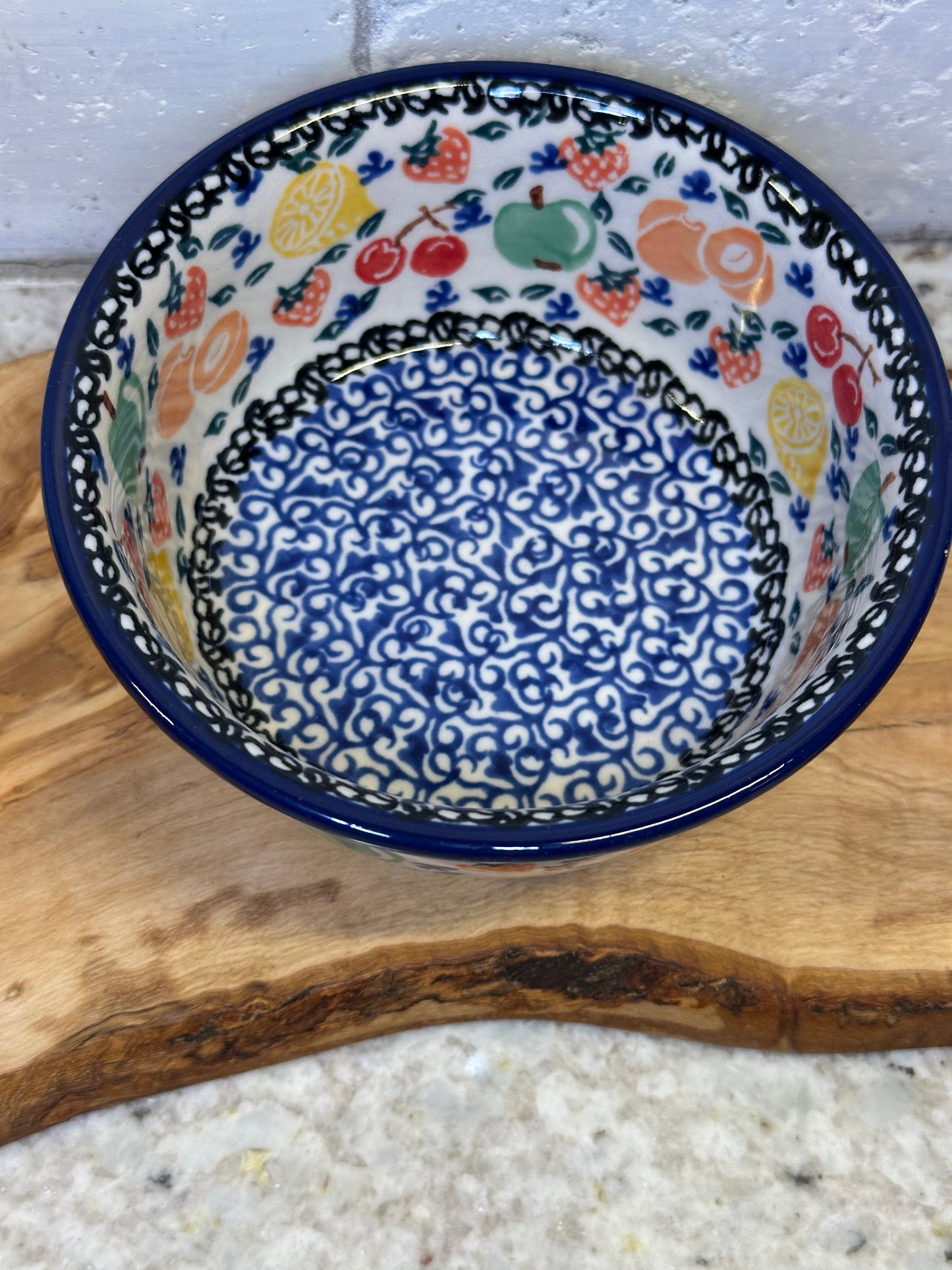 Ceramika Artystyczna Polish Pottery, Unikat Tutti Fruiti, Bowl, 5"