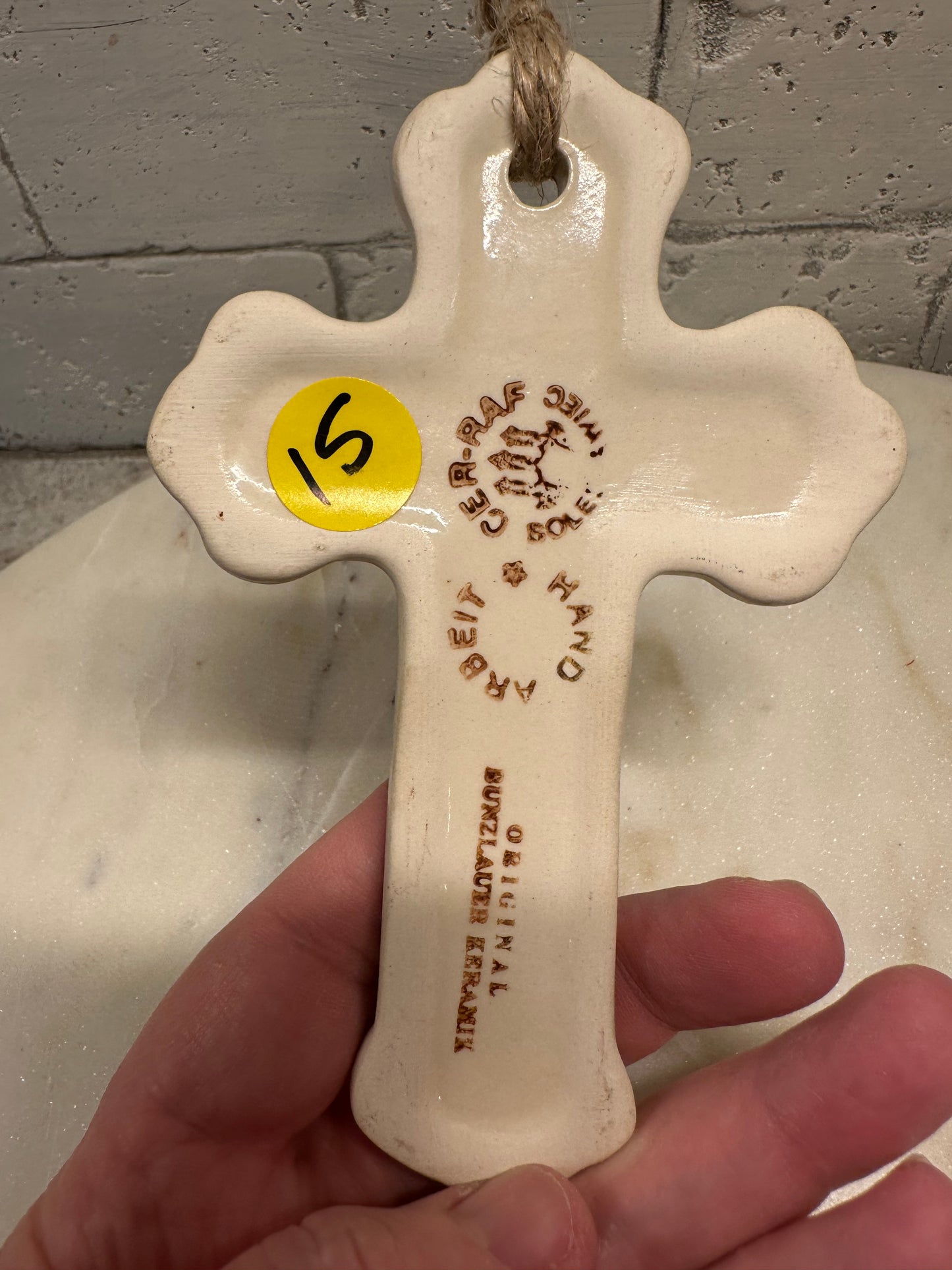 CER-RAF Polish Pottery, Stars, Hanging Cross
