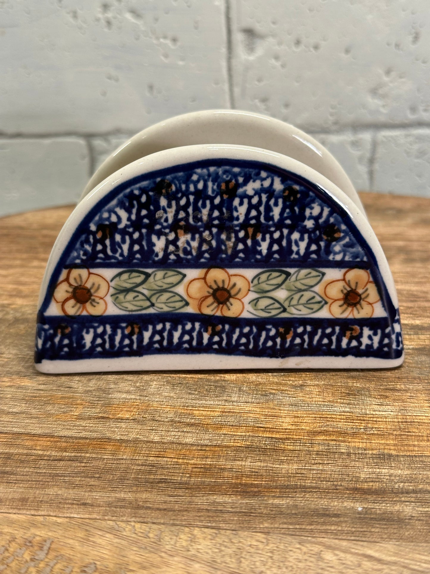 W.R. Polish Pottery, Unikat Yellow Buttercup, Small Letter/Napkin Holder